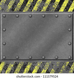 A Grunge Metal Background with Name Plate, Plaque and Rivets