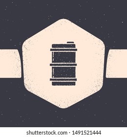 Grunge Metal beer keg icon isolated on grey background. Monochrome vintage drawing. Vector Illustration