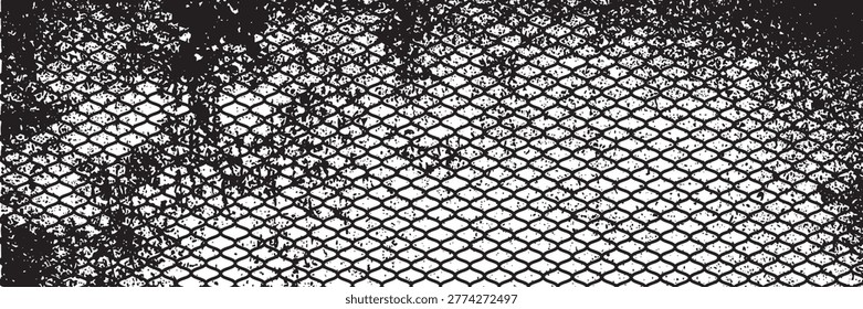 Grunge Metal Mesh net bacground Fence Background With Distressed Diamond Pattern And High Contrast Texture