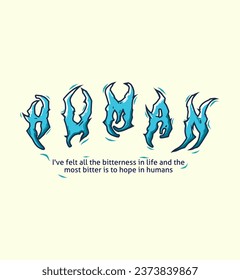 Grunge Metal Typography Vector. Distorted Word Art Human for Streetwear and Poster Art Design