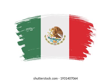 Grunge Mexico flag.Brush stroke flag of Mexico.