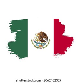 Grunge Mexico flag.Brush stroke flag of Mexico.