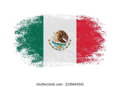 Grunge Mexico flag.Brush stroke Mexico flag.