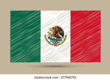 Grunge Mexico flag.Scribble Mexico flag.Vector illustration.