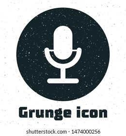 Grunge Microphone icon isolated on white background. On air radio mic microphone. Speaker sign.  Vector Illustration