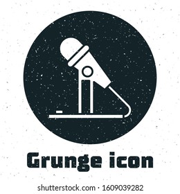 Grunge Microphone icon isolated on white background. On air radio mic microphone. Speaker sign.  Vector Illustration