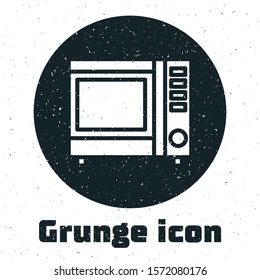 Grunge Microwave oven icon isolated on white background. Home appliances icon.  Vector Illustration