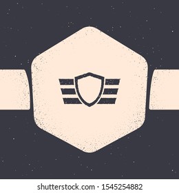 Grunge Military reward medal icon isolated on grey background. Army sign. Monochrome vintage drawing. Vector Illustration