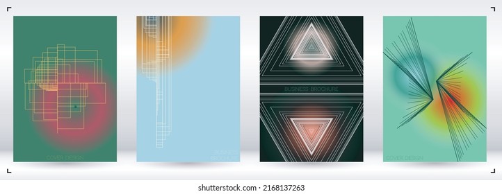 Grunge Minimal Geometric Vector Poster Design with Lines and Gradient Colorful Circles. Collection of Abstract Backgrounds for Covers, Flyers, Templates, Booklets, Cards, Brochures, Branding, etc.