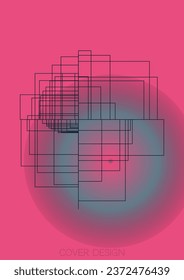 Grunge Minimal Geometric Vector Poster Design with Lines and Gradient Colorful Circles. Set of Abstract Backgrounds for Covers, Flyers, Templates, Booklets, Cards, Brochures, Branding, etc.