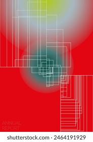 Grunge Minimal Geometric Vector Poster Design with Lines and Gradient Colorful Circles. Collection of Abstract Backgrounds for Covers, Flyers, Templates, Booklets, Cards, Brochures, Branding, etc.