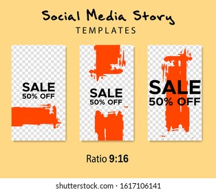 Grunge minimal shape template set. Design elements template for social media stories, story, business banner, flyer, brochure.