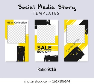 Grunge minimal shape template set. Design elements template for social media stories, story, business banner, flyer, brochure.