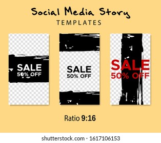 Grunge minimal shape template set. Design elements template for social media stories, story, business banner, flyer, brochure.