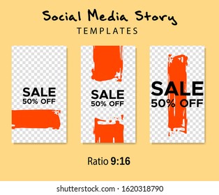 Grunge minimal shape template set. Design elements template for social media stories, story, business banner, flyer, brochure.