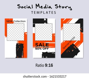 Grunge minimal shape template set. Design elements template for social media stories, story, business banner, flyer, brochure.