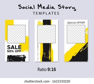 Grunge minimal shape template set. Design elements template for social media stories, story, business banner, flyer, brochure.