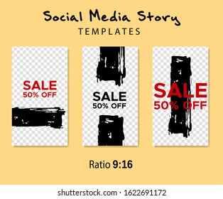 Grunge minimal shape template set. Design elements template for social media stories, story, business banner, flyer, brochure.