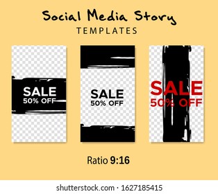Grunge minimal shape template set. Design elements template for social media stories, story, business banner, flyer, brochure.