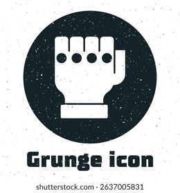 Grunge MMA glove icon isolated on white background. Sports accessory fighters. Warrior gloves. Monochrome vintage drawing. Vector