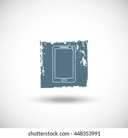 Grunge Mobile gadget Flat thin line icon, Vector pictogram
