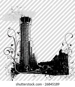 Grunge modern city background