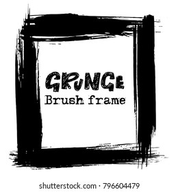 Grunge modern ink brush frame. Vector black illustration.