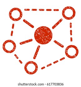 Grunge Molecule Links icon with grunge design and dirty texture. Unclean vector red pictogram for rubber seal stamp imitations and watermarks. Draft sticker symbol.