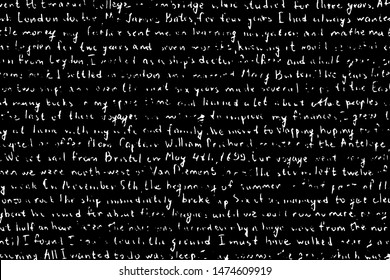 Grunge monochrome background of half-erased notes in white chalk on a black board. Vector illustration