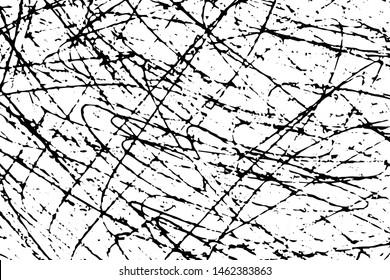 Grunge monochrome background of hand-drawn chaotic doodles. Overlay template. Vector illustration