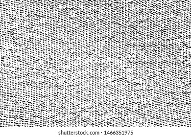 Grunge monochrome background of rough fabric with halftone and spots. Overlay template. Vector illustration