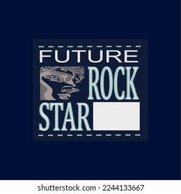 Grunge Monochrome Rock music print, hipster vintage label, graphic design with grunge effect, rock-music tee print stamp design. t-shirt print lettering artwork, vector