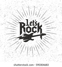 Grunge Monochrome Rock music print, hipster vintage label, graphic design with grunge effect, rock-music tee print stamp design. t-shirt print lettering artwork, vector