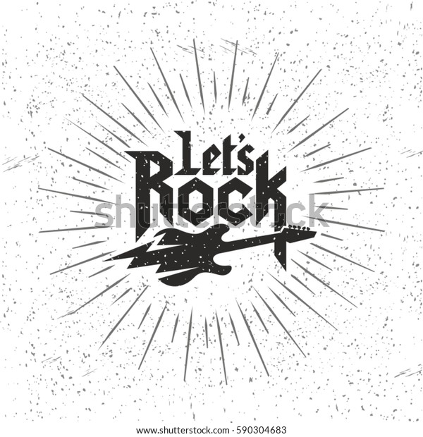 Grunge Monochrome Rock\
music print, hipster vintage label, graphic design with grunge\
effect, rock-music tee print stamp design. t-shirt print lettering\
artwork, vector