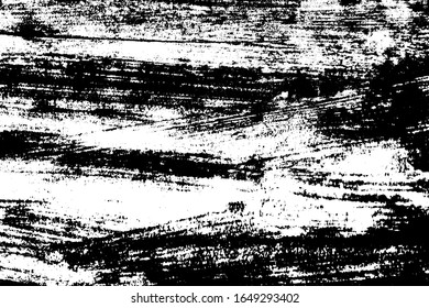 Grunge monochrome texture of brush strokes of a randomly painted wall. Overlay template. Vector illustration
