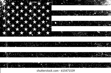 Grunge monochrome United States of America flag. Black and white grunge vector illustration with texture. american patriotic grunge black background. 