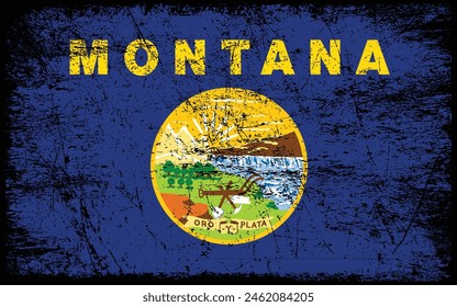 Grunge Montana flag. Vector flag of Montana.