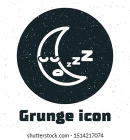 Grunge Moon icon isolated on white background. Cloudy night sign. Sleep dreams symbol. Night or bed time sign.  Vector Illustration