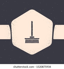 Grunge Mop icon isolated on grey background. Cleaning service concept. Monochrome vintage drawing. Vector Illustration