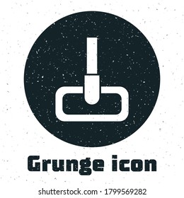 Grunge Mop icon isolated on white background. Cleaning service concept. Monochrome vintage drawing. Vector Illustration