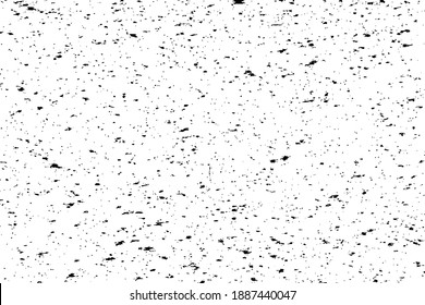 Grunge mottled texture of an old dirty surface. Monochrome messy background of a distressed wall with small noise, spots and graininess. Overlay template. Vector illustration