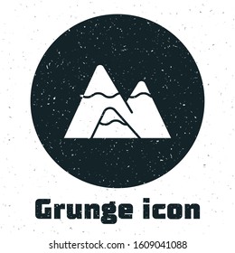 Grunge Mountains icon isolated on white background. Symbol of victory or success concept.  Vector Illustration