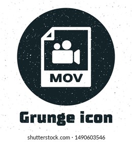 Grunge MOV file document. Download mov button icon isolated on white background. MOV file symbol. Audio and video collection.  Vector Illustration