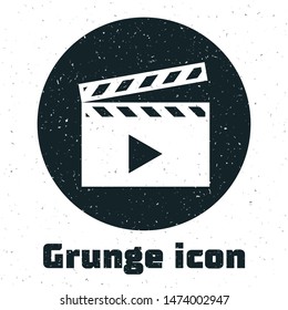 Grunge Movie clapper icon isolated on white background. Film clapper board. Clapperboard sign. Cinema production or media industry concept.  Vector Illustration