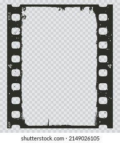 Grunge movie film strip, filmstrip frame background, vector old photo negative. Vintage picture or cinema movie film strip, transparent photo slide with scratched borders, retro photography filmstrip