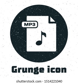 Grunge MP3 file document. Download mp3 button icon isolated on white background. Mp3 music format sign. MP3 file symbol.  Vector Illustration
