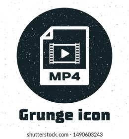 Grunge MP4 file document. Download mp4 button icon isolated on white background. MP4 file symbol.  Vector Illustration
