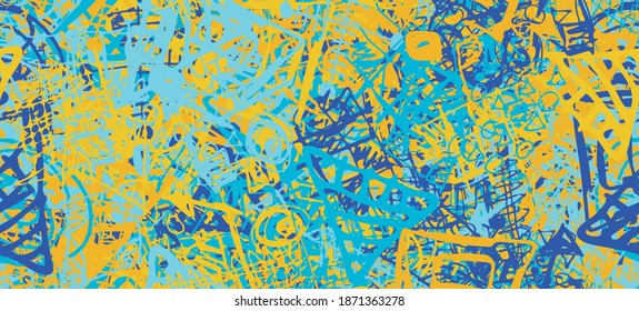 Grunge is multicolored. Abstract seamless background. The texture is repetitive. Template for printing on fabric, paper, wrapper. A chaotic backdrop of graffiti