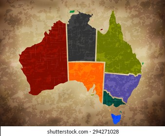 Grunge Multicolored Australian Map