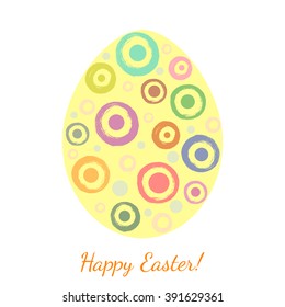 Grunge multicolored blobs in a shape of easter egg. Happy Easter. Postcard, greeting background. Isolated over white